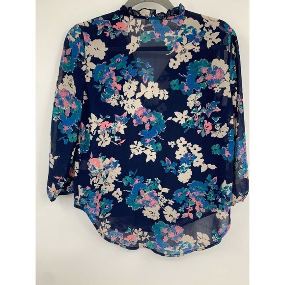 Everly blouse XS floral popover hi low lightweight sheer flowy cottage ruffles - Picture 6 of 6